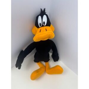 VTG Daffy Duck Plush Looney Tunes Warner Bros Stuffed Animal Black Yellow READ
